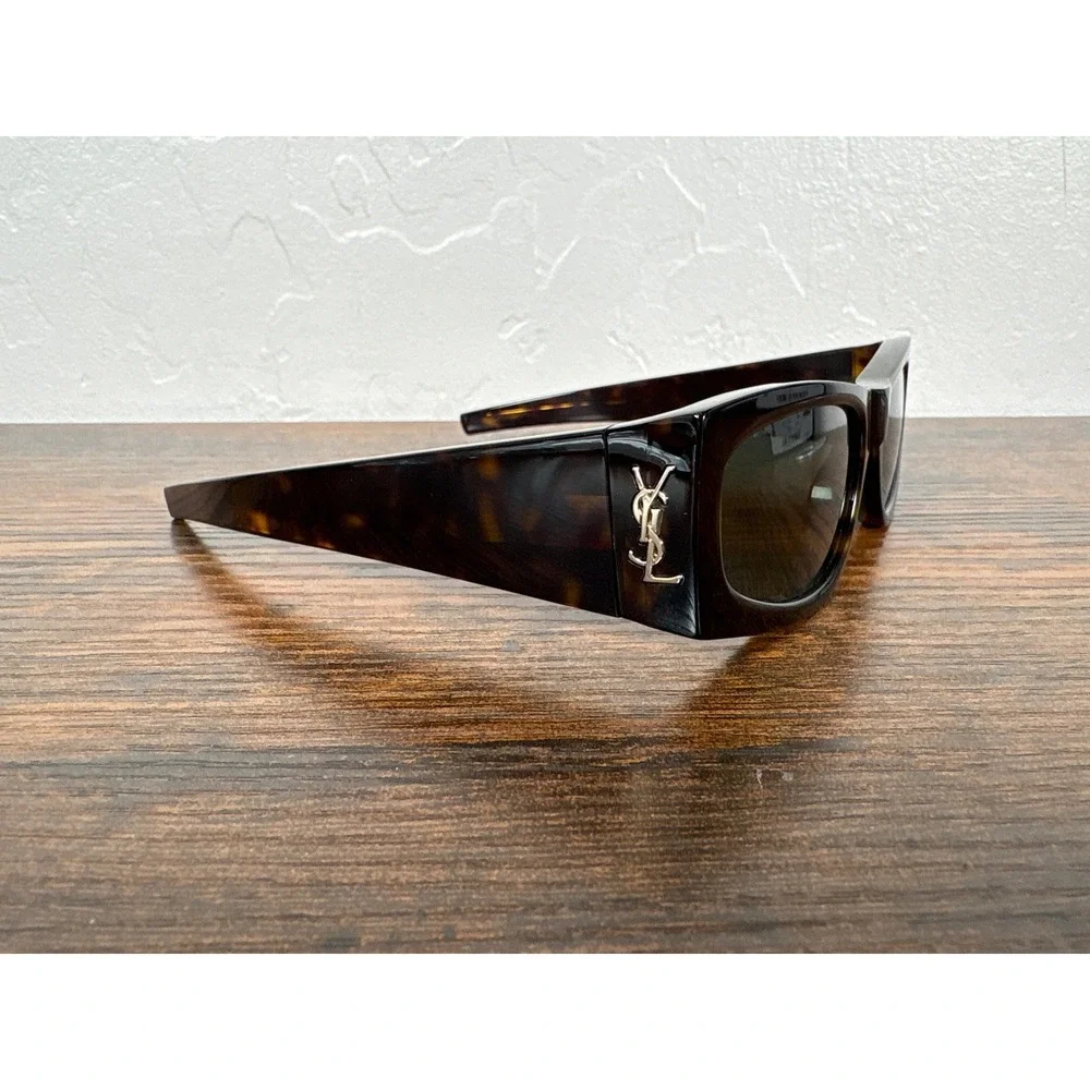 Saint Laurent SL M140 003 Havana Tortoise‎ Rectangular Sunglasses YSL Monogram